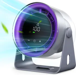 EasyAcc Desk Fan With Battery Powered, Quiet, 100 Speeds, Adjustable Head, Smart Digital Display, Table Travel Fan for Bedroom, Office Travel Camping Kitchen Home Desktop fan with humidification feature