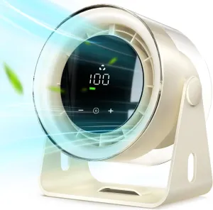 EasyAcc Desk Fan With Battery Powered, Quiet, 100 Speeds, Adjustable Head, Smart Digital Display, Table Travel Fan for Bedroom, Office Travel Camping Kitchen Home Desktop fan with humidification feature