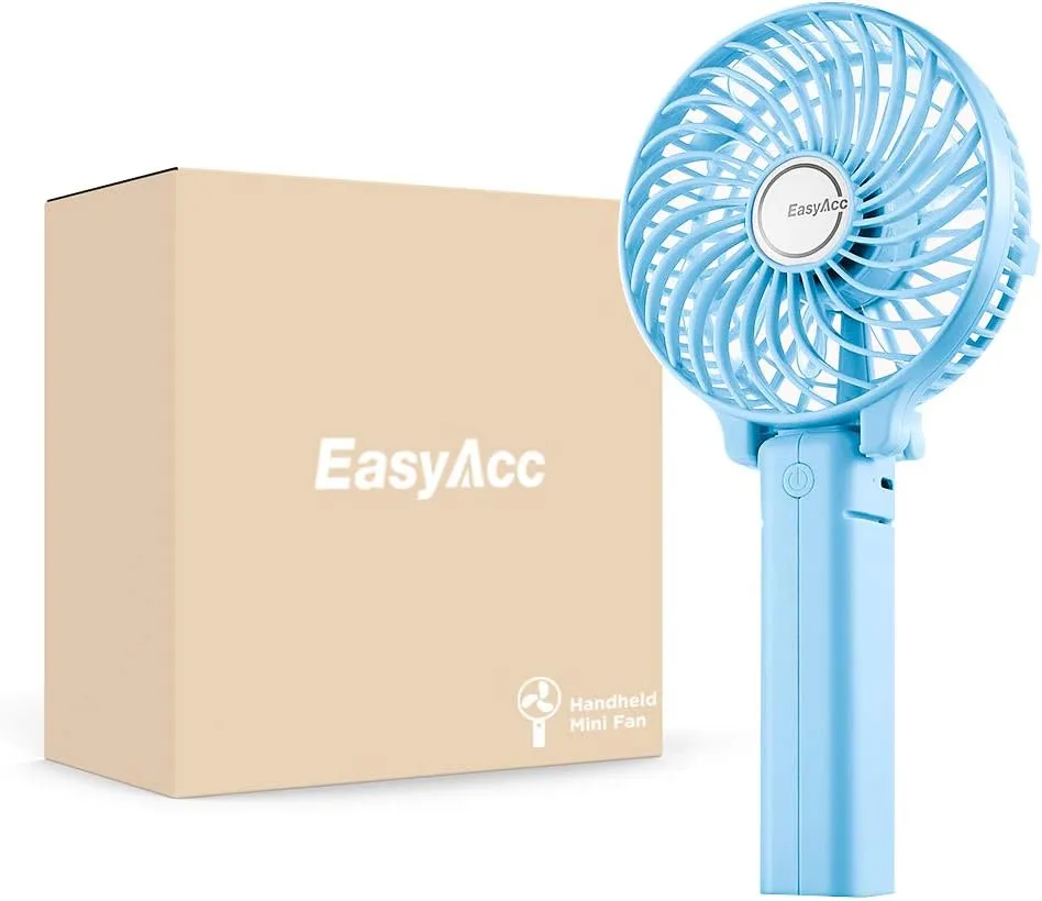 EasyAcc Mini Handheld Fan, Personal Cooling Fan Folding USB Desk Fan Small Portable Table Fan for Travel Camping Outdoors Office Home - Blue