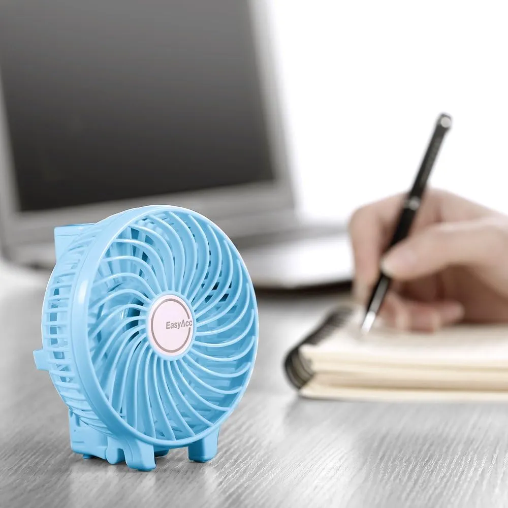 EasyAcc Mini Handheld Fan, Personal Cooling Fan Folding USB Desk Fan Small Portable Table Fan for Travel Camping Outdoors Office Home - Blue