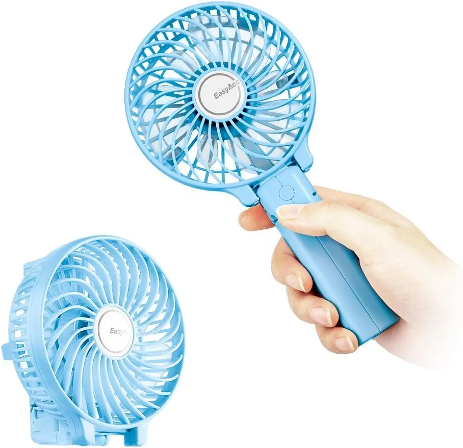EasyAcc Mini Handheld Fan, Personal Cooling Fan Folding USB Desk Fan Small Portable Table Fan for Travel Camping Outdoors Office Home - Blue Mini handheld fan for personal cooling