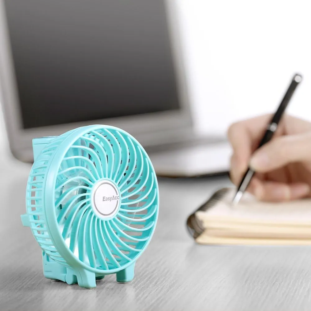 EasyAcc Mini Handheld Fan, USB Desk Fan Small Personal Portable Stroller Table Fan with Rechargeable Battery Operated Cooling Folding Electric Fan 3-10H Working Hours for Travel Office Outdoor