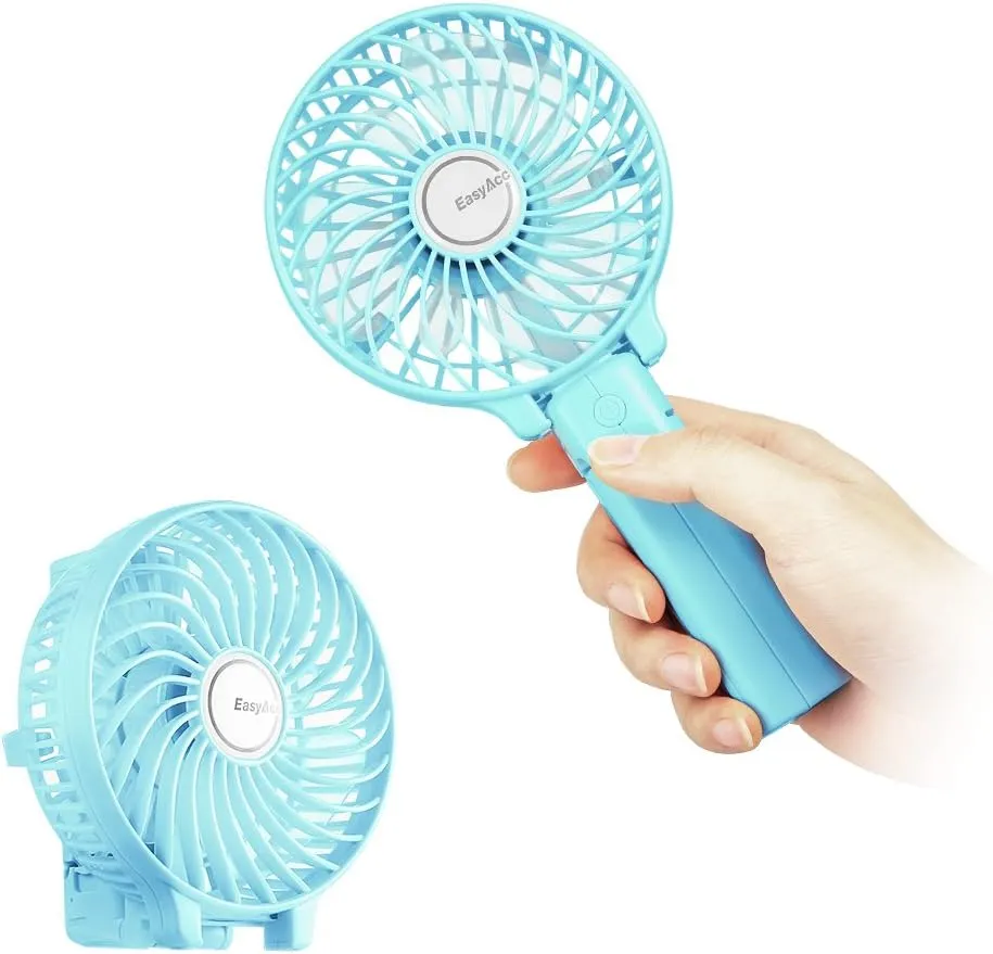 EasyAcc Mini Handheld Fan, USB Desk Fan Small Personal Portable Stroller Table Fan with Rechargeable Battery Operated Cooling Folding Electric Fan 3-10H Working Hours for Travel Office Outdoor Mini handheld fan for personal cooling