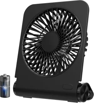 EasyAcc Small Desk Fan, Rechargeable Slumber Pod Fan Only - Fully Foldable, Strong Wind, 4 Speeds, Ship Approved Fan for Cruise, Travel, Office, Pet Cooling, Hot Flashes USB desktop fan for workspace
