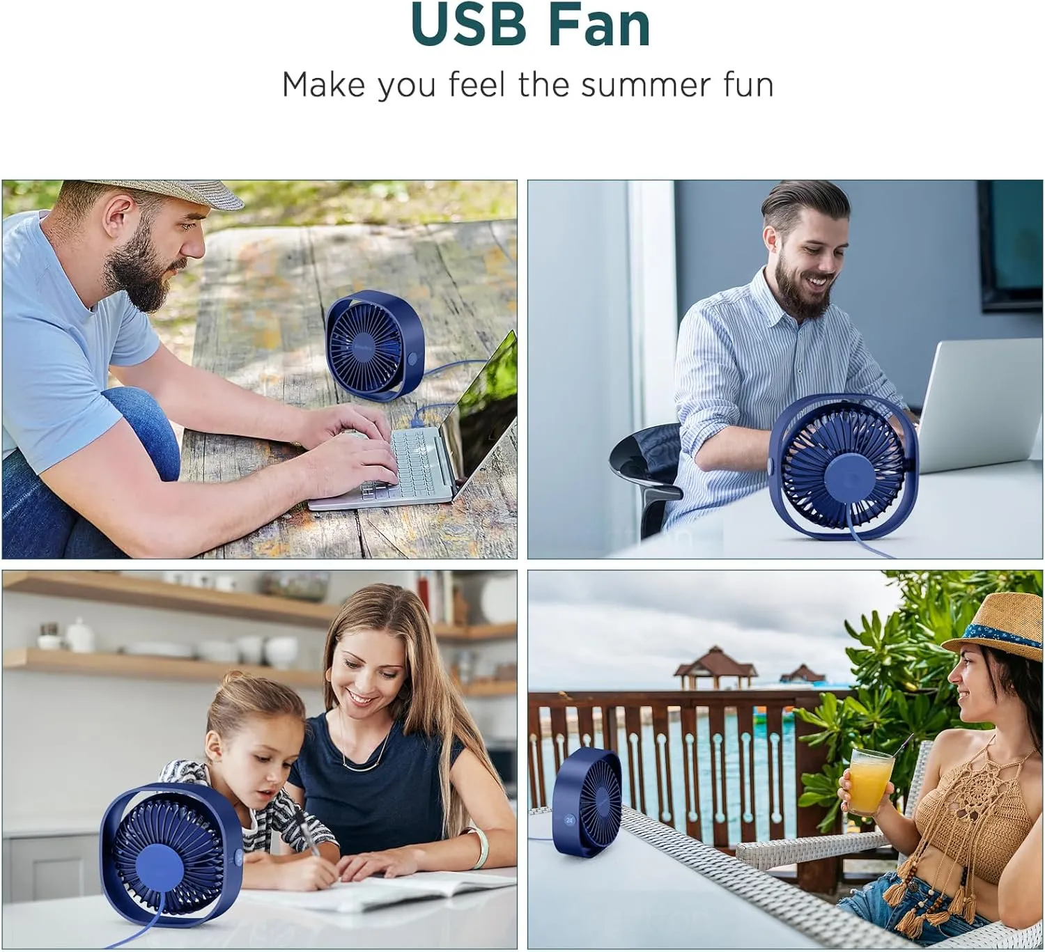 EasyAcc USB Small Desk Fan, Slumber Pod Fan [360Rotatable Head &Powerful ] 3 Speeds Portable Personal Table Travel Fan for Sleeping Desk Cruise Ship Dorm Bedroom Office (No Battery)