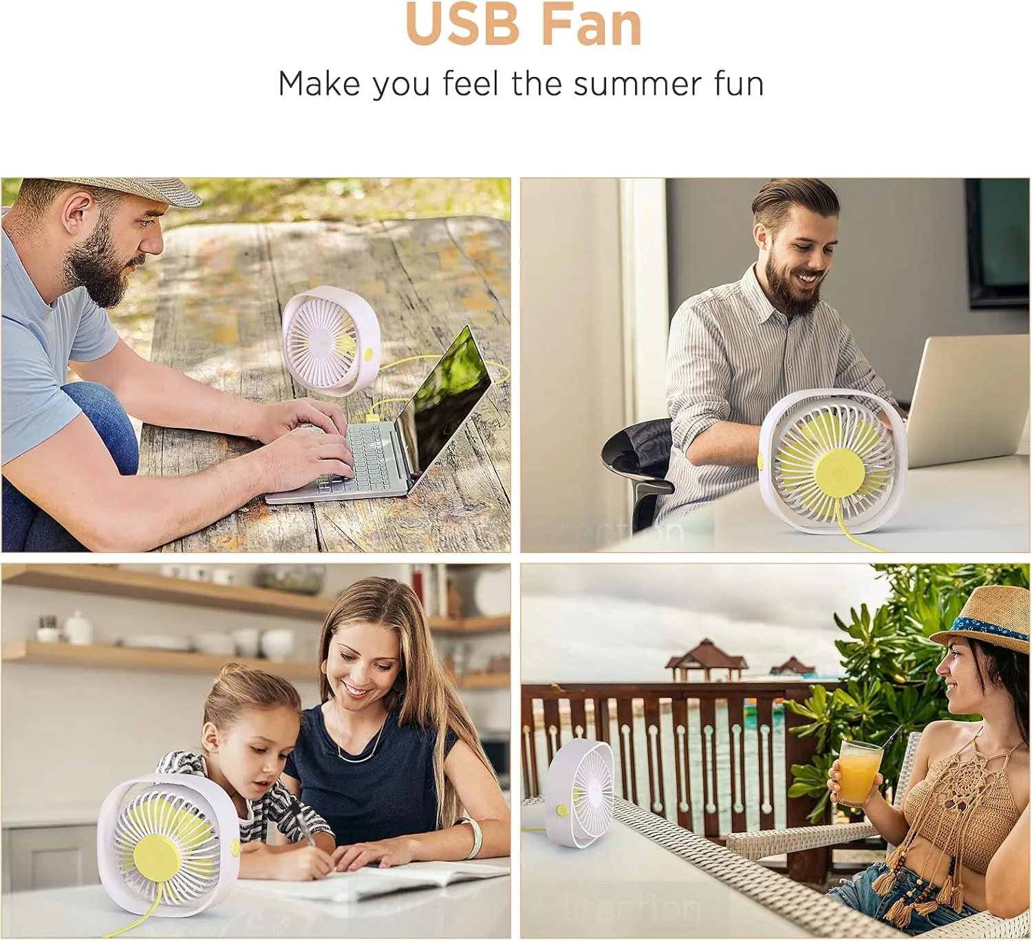 EasyAcc USB Small Desk Fan, Slumber Pod Fan [360Rotatable Head &Powerful ] 3 Speeds Portable Personal Table Travel Fan for Sleeping Desk Cruise Ship Dorm Bedroom Office Office (No Battery)