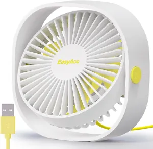 EasyAcc USB Small Desk Fan, Slumber Pod Fan [360Rotatable Head &Powerful ] 3 Speeds Portable Personal Table Travel Fan for Sleeping Desk Cruise Ship Dorm Bedroom Office Office (No Battery) 360-degree rotating fan for home use