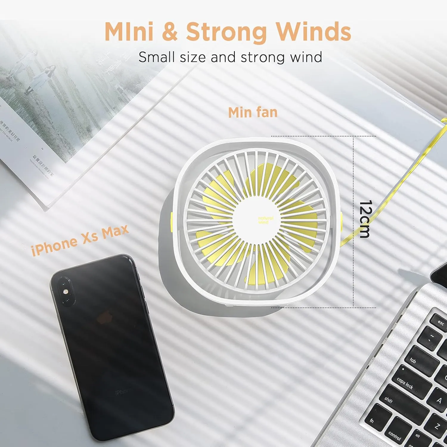 EasyAcc USB Small Desk Fan, Slumber Pod Fan [360Rotatable Head &Powerful ] 3 Speeds Portable Personal Table Travel Fan for Sleeping Desk Cruise Ship Dorm Bedroom Office Office (No Battery)