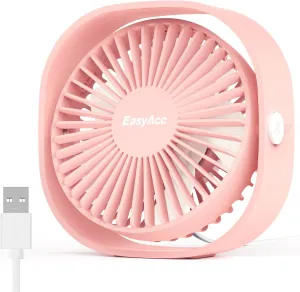 EasyAcc USB Small Desk Fan, Slumber Pod Fan [360Rotatable Head &Powerful ] 3 Speeds Portable Personal Table Travel Fan for Sleeping Desk Cruise Ship Dorm Bedroom Office Office (No Battery) Desktop fan with humidification feature