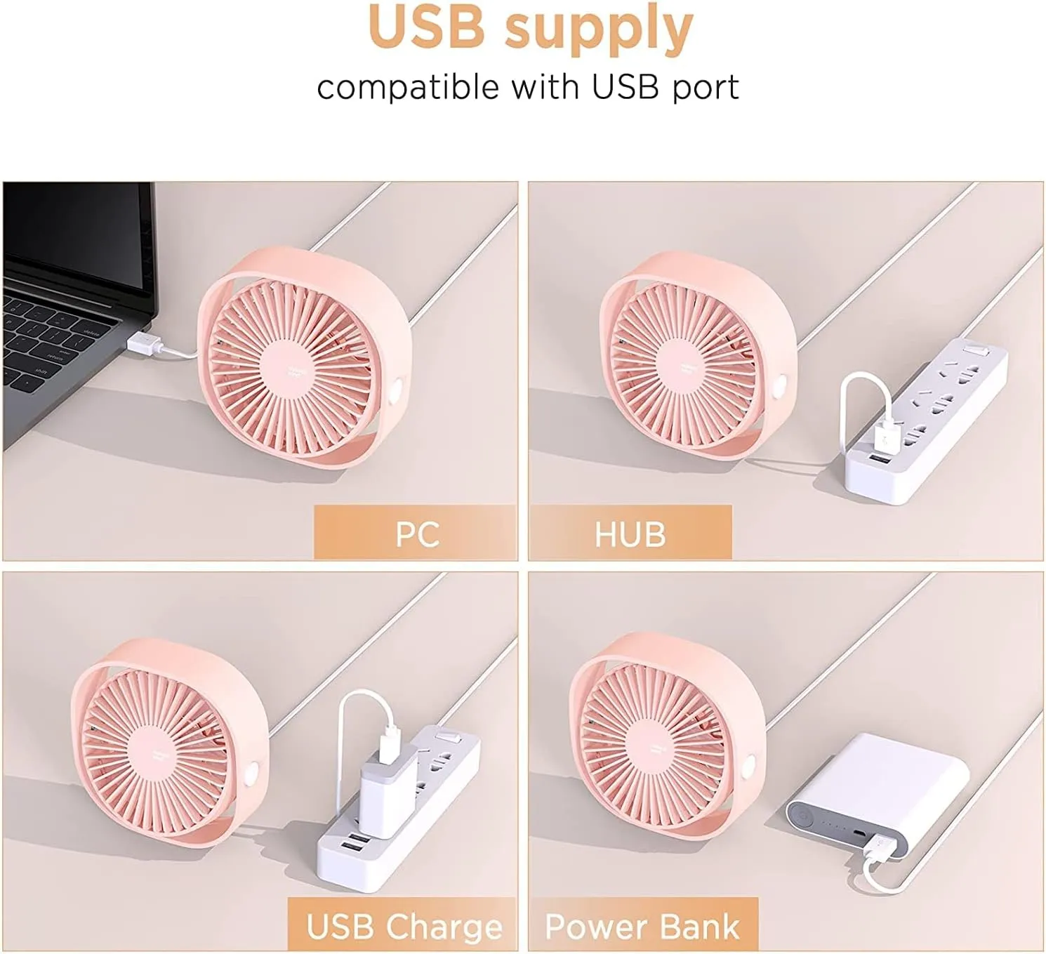 EasyAcc USB Small Desk Fan, Slumber Pod Fan [360Rotatable Head &Powerful ] 3 Speeds Portable Personal Table Travel Fan for Sleeping Desk Cruise Ship Dorm Bedroom Office Office (No Battery)