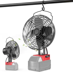 Ecarke Portable Cordless Fan for Milwaukee 18V Battery,20W 3500RPM Brushless Motor for m18 Fan with Low Voltage Protection,USB&Type-C Charging Port for Industrial,Outdoor,Construction Site, Cooling Battery-powered portable fan