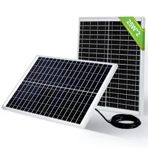 ECO-Worthy 2Pcs 12V 25W Solar Panel Monocrystalline Waterproof Panel for Charging 12V Battery of RV Boat Trailer ATV Car or Powering 12V Light, Charing 12V Battery Pack and Other Off-Grid Application Solar-powered car fan for ventilation