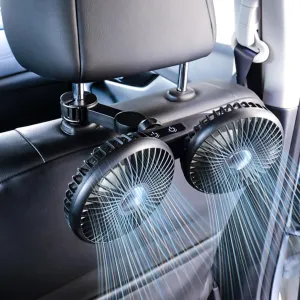 ELOHEI Backseat Car Fan,12V Quiet 3 Speed 360 Rotate Dual Head Usb Car Fans Strong Wind Power for Universal Cars SUV Sedan Trucks(Black) 360-degree rotating fan for home use