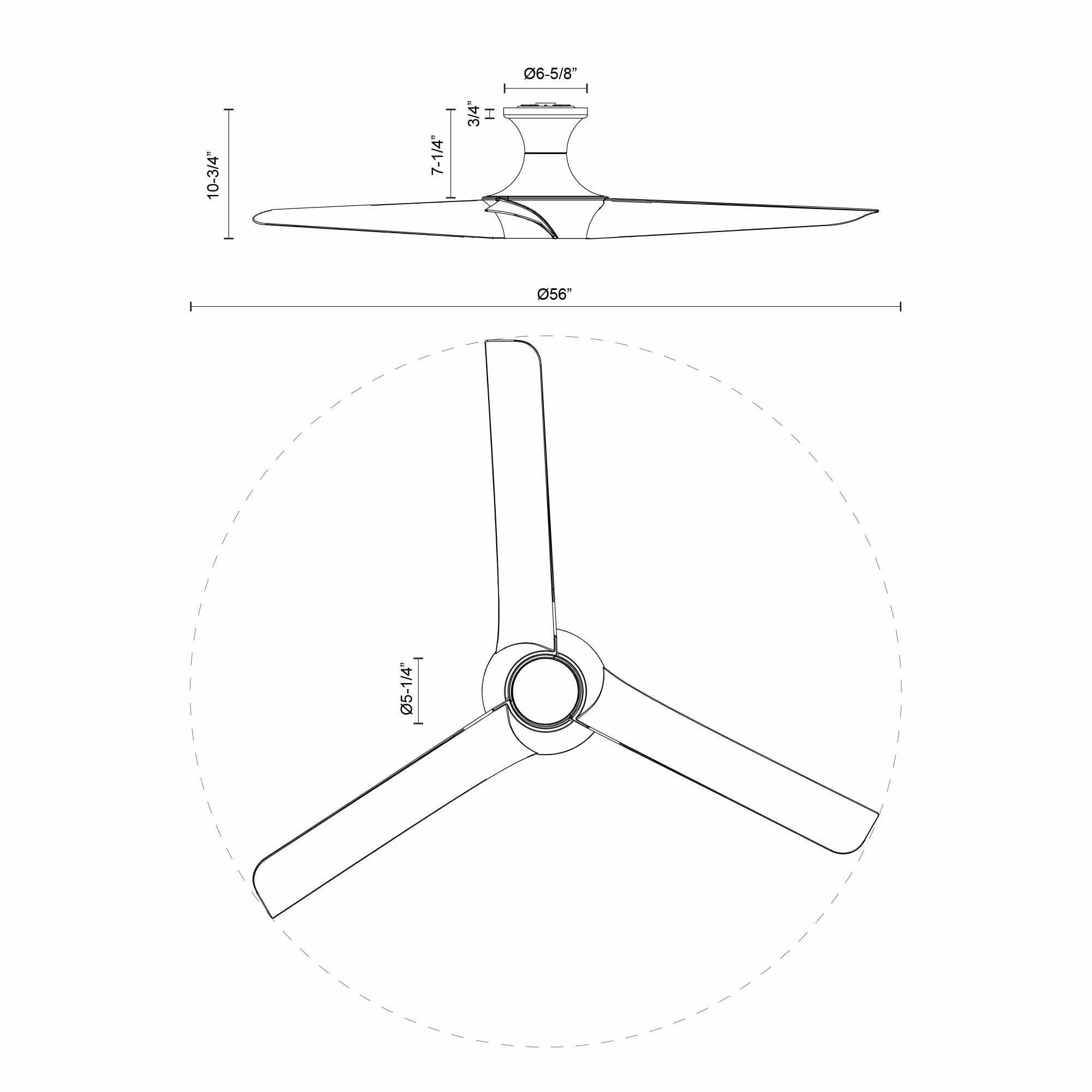 Emiko-H 56"Ceiling Fan White