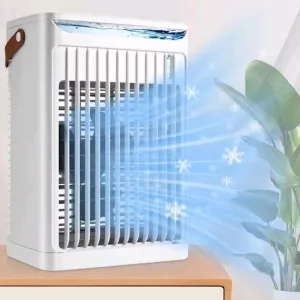 Evaporative Air Cooler, Mini Portable with 5 Speeds and 2 Cooling Mist Modes, 7 Color LEDs Night Light, 680ml Large Water, Sleep Mode, Adjustable 75, USB Plug in Desktop fan with humidification feature