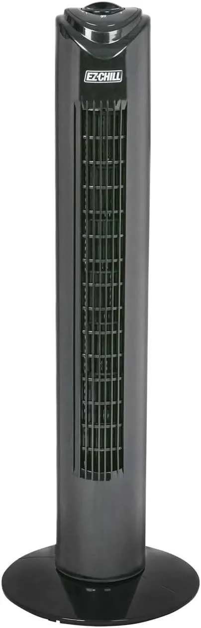 EZ-CHILL 32" 3-Speed Oscillating Portable Tower Fan, 90 Degree Oscillation, Portable Built-in Carry Handle, Quiet Operation, MTTF-32 Tower bladeless fan for modern homes