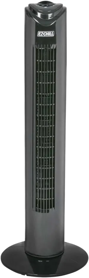 EZ-CHILL 32" 3-Speed Oscillating Portable Tower Fan, 90 Degree Oscillation, Portable Built-in Carry Handle, Quiet Operation, MTTF-32 Tower bladeless fan for modern homes