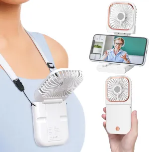 F-color Portable Mini Handheld Fan - Personal Fan with Phone Holder 3 Speed Adjustable Small Pocket Fan for Summer Travel Outdoor Beach Concert College Dorm Cruise Essentials 2025 Neck fan for hands-free comfort