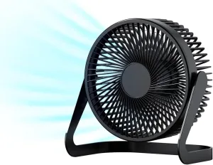 F06 USB Powered Desk Fan,6.5 inch,Powerful 2 Speeds,360 Degree Rotation,for Work/Study/Indoor (Black) 360-degree rotating fan for home use