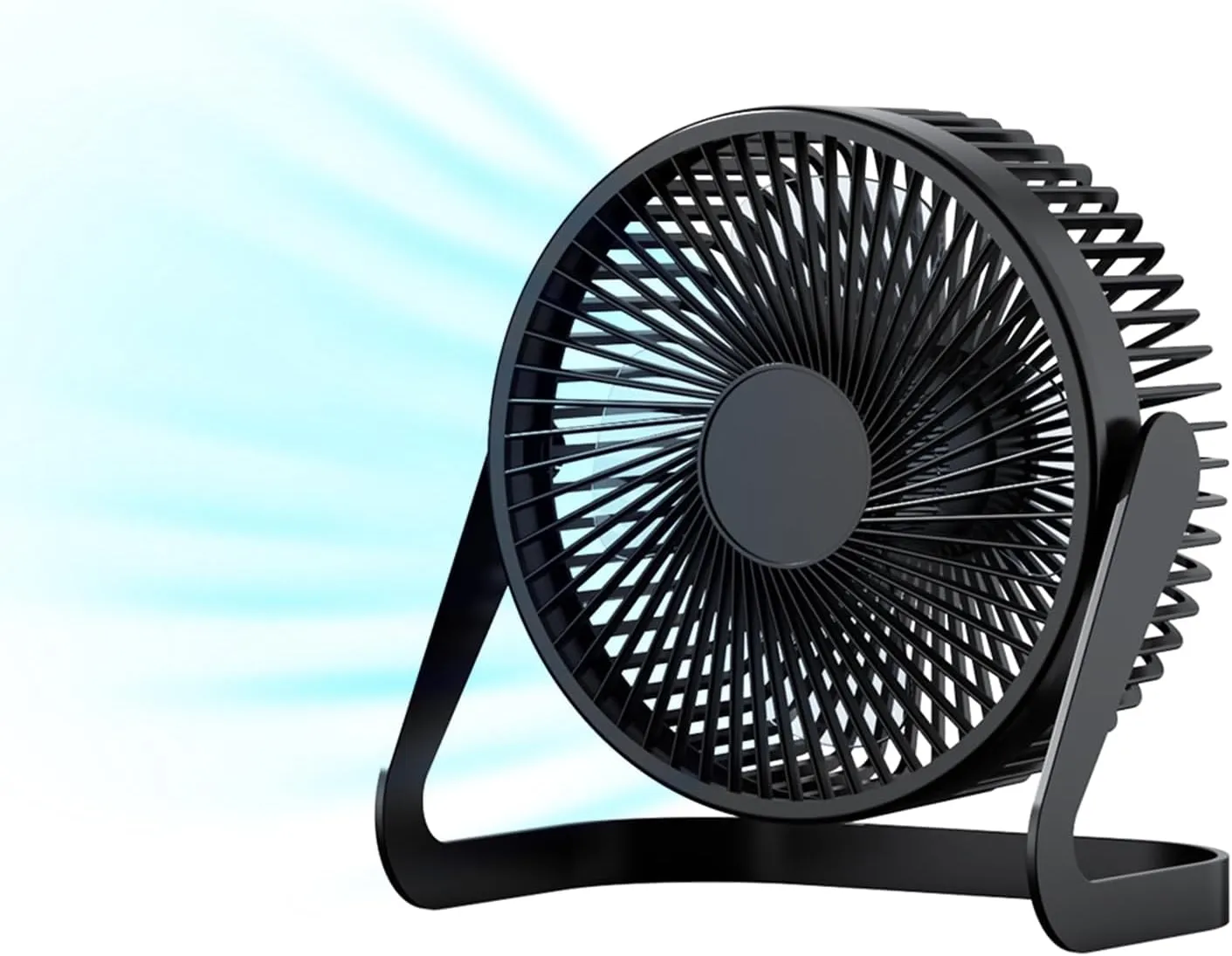 F06 USB Powered Desk Fan,6.5 inch,Powerful 2 Speeds,360 Degree Rotation,for Work/Study/Indoor (Black) 360-degree rotating fan for home use