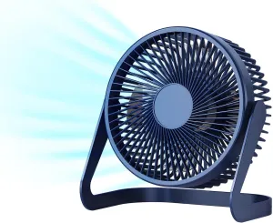 F06 USB Powered Desk Fan,6.5 inch,Powerful 2 Speeds,360 Degree Rotation,for Work/Study/Indoor (Blue) 360-degree rotating fan for home use