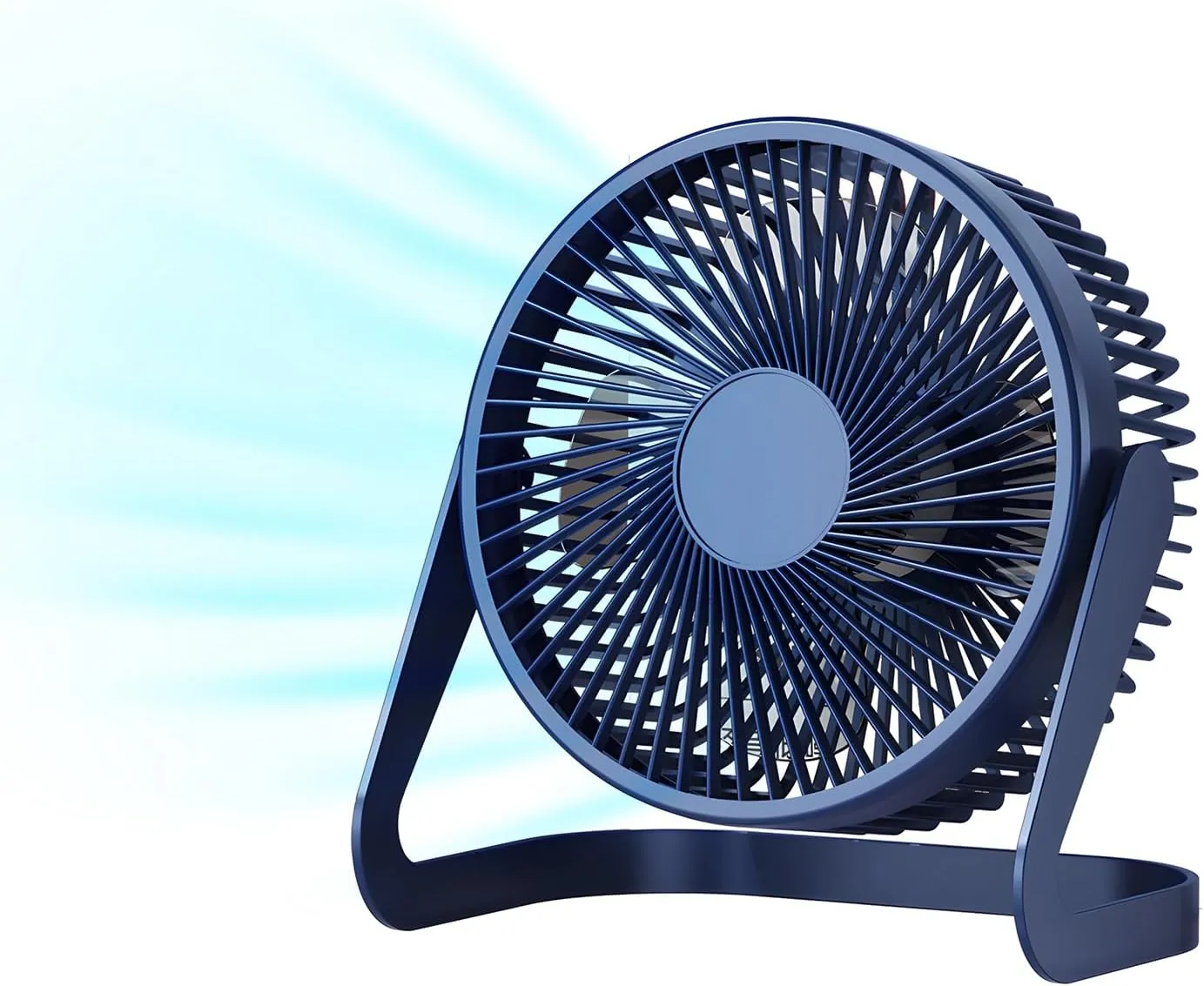 F06 USB Powered Desk Fan,6.5 inch,Powerful 2 Speeds,360 Degree Rotation,for Work/Study/Indoor (Blue) 360-degree rotating fan for home use