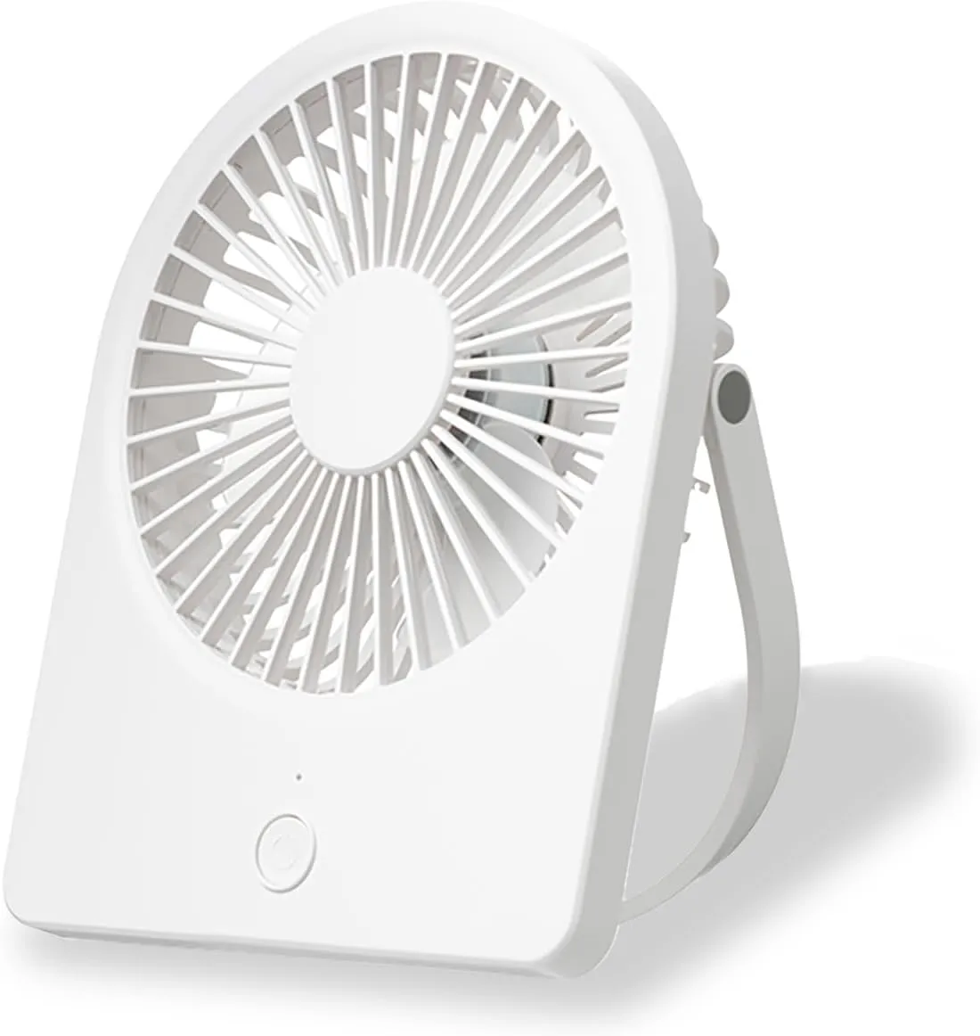 F125 Mini Desktop Fan,5-10 Hours USB Rechargeable, Wall-Mounted,Powerful 3 Speeds,for Desk Use, Warm Night Light,for Work/Camping/Study (White, Undigital Display) USB desktop fan for workspace