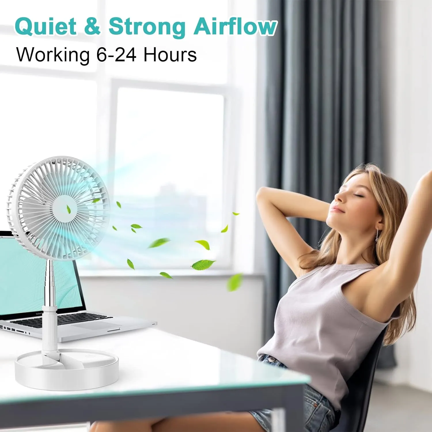 Fan Collapsible for Traveling Foldaway Rechargeable Portable Folding Travel Fans Portable Pedestal Standing Fan Foldable Travel with 7200Mah Battery for Bedroom Home Office