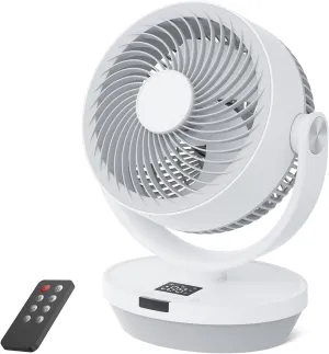 Fan for Bedroom, 13" Air Circulator Fans with Remote, 120Vertical Manual  90Oscillating Desk fan, 60ft Powerful Airflow, Portable Fan With 4 Speeds, 4 Modes, 12H Timer, 25dB Quiet Smallfan (White) Desktop fan with humidification feature
