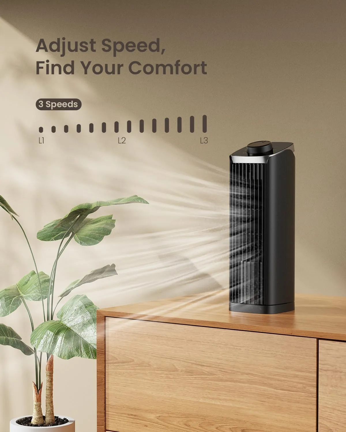 Fan for Bedroom, 13" Tower Fan, 3 Speeds Max 23ft/s, 70 Oscillating Desk Fan, Bladeless Standing Fan, Portable Fans, 2025 New Cooling Fans for Office, Home
