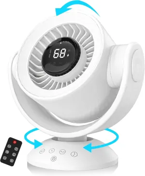 Fan for Bedroom,Air Circulator Fan90Vertical  120Auto Oscillating,100 Speeds,10H Timer,Quiet,Digital Display Rechargeable USB,with Remote, for Home, OfficeWhite Battery-powered portable fan