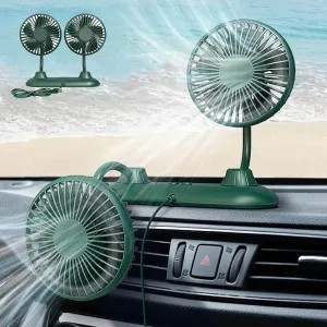 Fans For Backseat Kids, Dual Head Car Fans That Blow Cold Air, Cooling USB Back Seat 3 Speed 360 Degree Rotatable Headrest Fan, Adjustable Clip Vehicles Rear Seat Air Fan For Sedan SUV RV(A) Rear-mounted fan for childrens safety