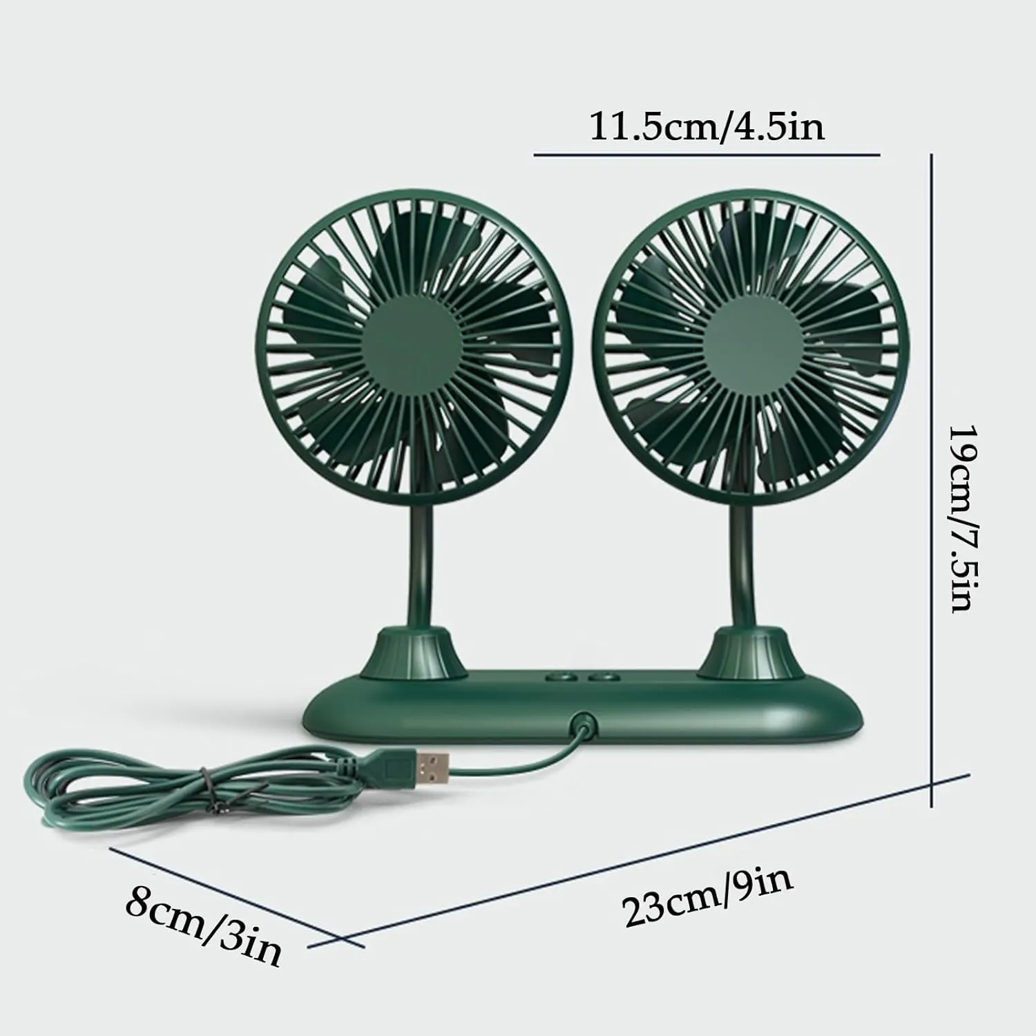 Fans For Backseat Kids, Dual Head Car Fans That Blow Cold Air, Cooling USB Back Seat 3 Speed 360 Degree Rotatable Headrest Fan, Adjustable Clip Vehicles Rear Seat Air Fan For Sedan SUV RV(A)