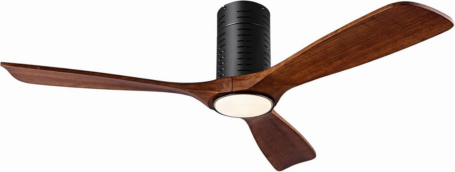 Flush Mount Ceiling Fans, 52 Inch Ceiling Fan with Remote/APP Control,3CCT Dimmable Lights,Noiseless Reversible DC Motor,3 Solid Wood Blades,Low Profile Ceiling Fans for Bedroom,Farmhouse,Patio