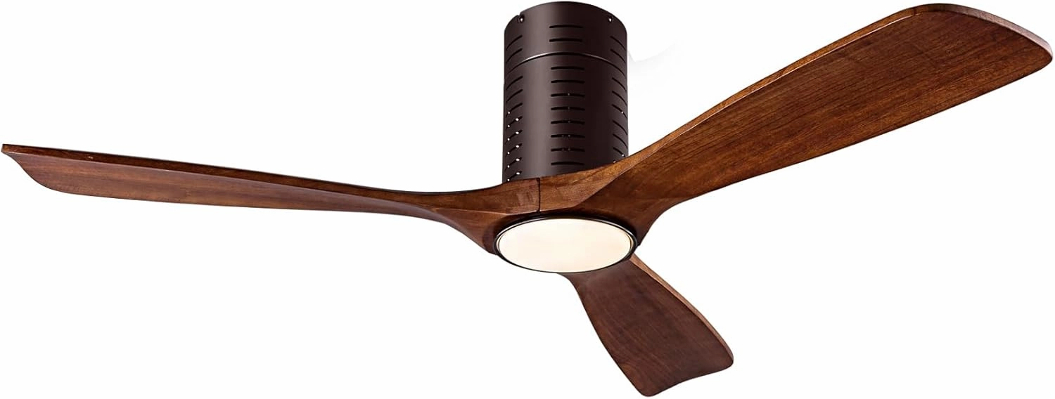 Flush Mount Ceiling Fans, 52 Inch Ceiling Fan with Remote/APP Control,3CCT Dimmable Lights,Noiseless Reversible DC Motor,3 Solid Wood Blades,Low Profile Ceiling Fans for Bedroom,Farmhouse,Patio