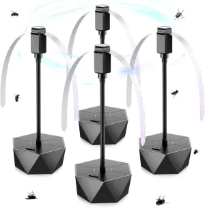 Fly Fans for Tables, Fly Repellent Fan Outdoor Indoor Keep Flies Away, Fly Repellent Fans for Tables with Holographic Blades for Picnic, Party, Restaurant, Kitchen, and BBQ, 4 Pack Black Fan with safety blade design