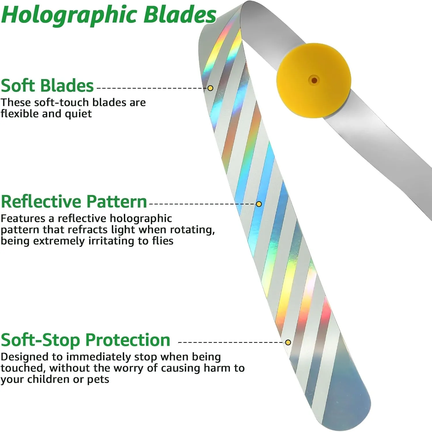 Fly Fans for Tables, Fly Repellent Fans Indoor Outdoor Food Fans Keep Flies Away, Fly Spinner Table Top with Holographic Blades, Bug Fans for Picnic, Party, BBQ (White, 4 Pack)