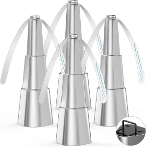 Fly Fans for Tables Outdoor Indoor Keep Flies Away, Portable Table Top Fly Fan Spinner with Holographic Blades Deterrent for Picnic, BBQ, Restaurant, Party, Home, 4 Pack, Silver Fan with safety blade design