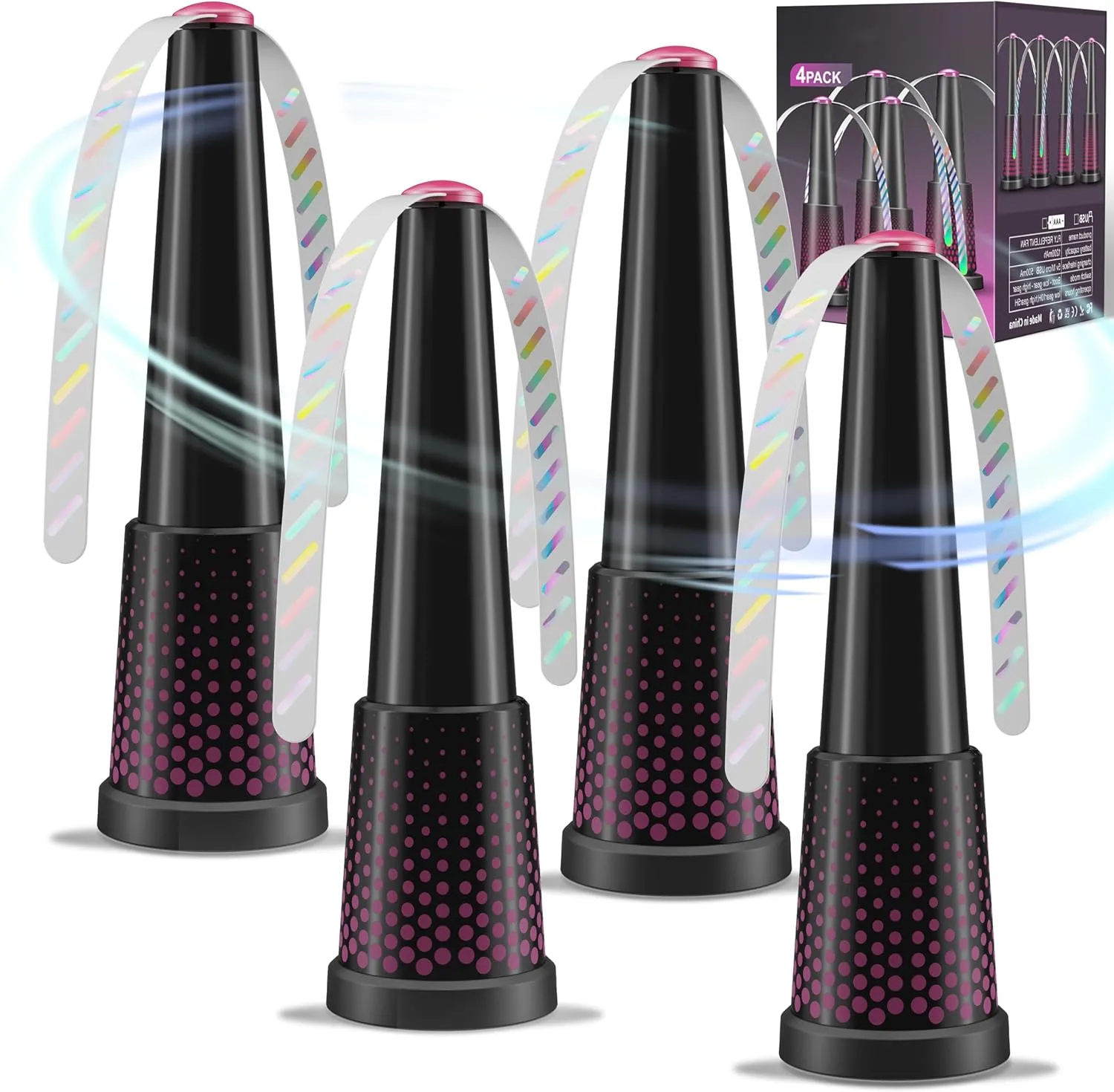 Fly Fans for Tables,Portable Fly Fan for Outdoor Indoor Table,Batteries Powered Food Fans with Holographic Blades,Keep Flies Away for Picnic, Restaurant,Party, Kitchen,Camping, BBQ,4 Pack Fan with safety blade design