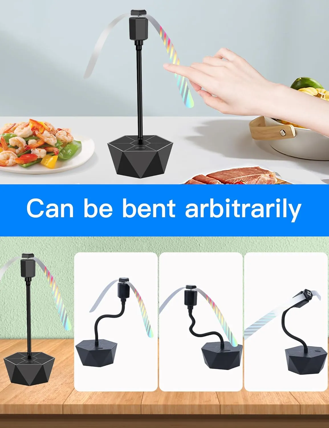Fly Repellent Fans for Tables, Portable, Soundless, Holographic Blades, for Picnic, Party, Restaurant, Kitchen, BBQ (Standard, Black)