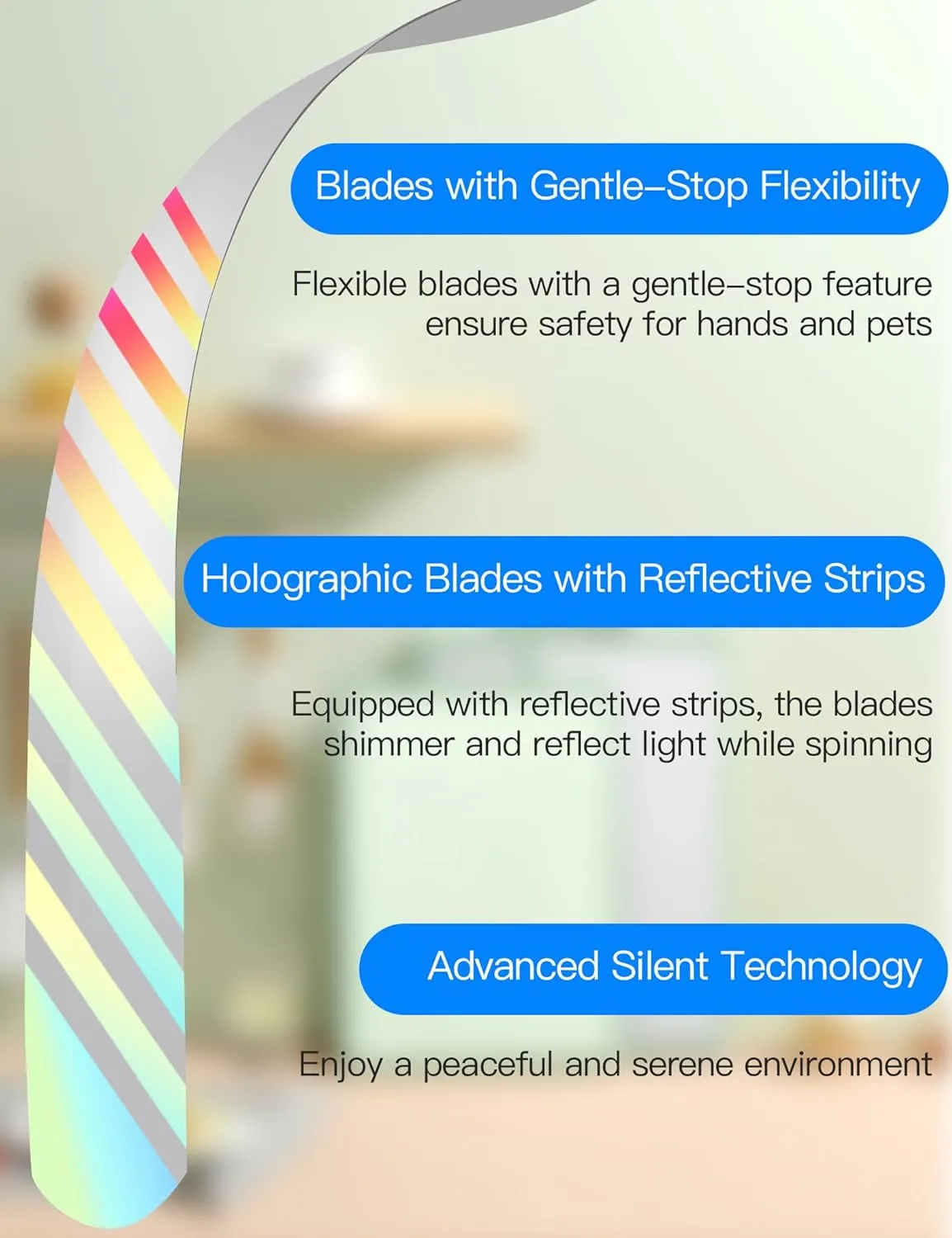 Fly Repellent Fans for Tables, Portable, Soundless, Holographic Blades, for Picnic, Party, Restaurant, Kitchen, BBQ (Standard, Black)