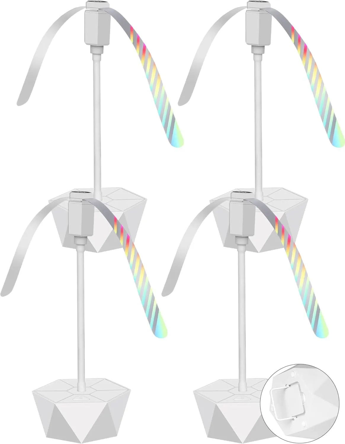 Fly Repellent Fans for Tables, Portable, Soundless, Holographic Blades, for Picnic, Party, Restaurant, Kitchen, BBQ (Standard, White) Fan with safety blade design