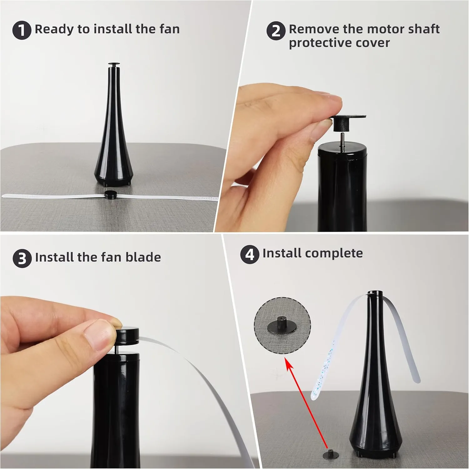 Fly Swatter for Outside/Inside Meal, Picnic, Barbeque, Events - Battery Operated Food Spinning Fan (Black Color, 2pcs)