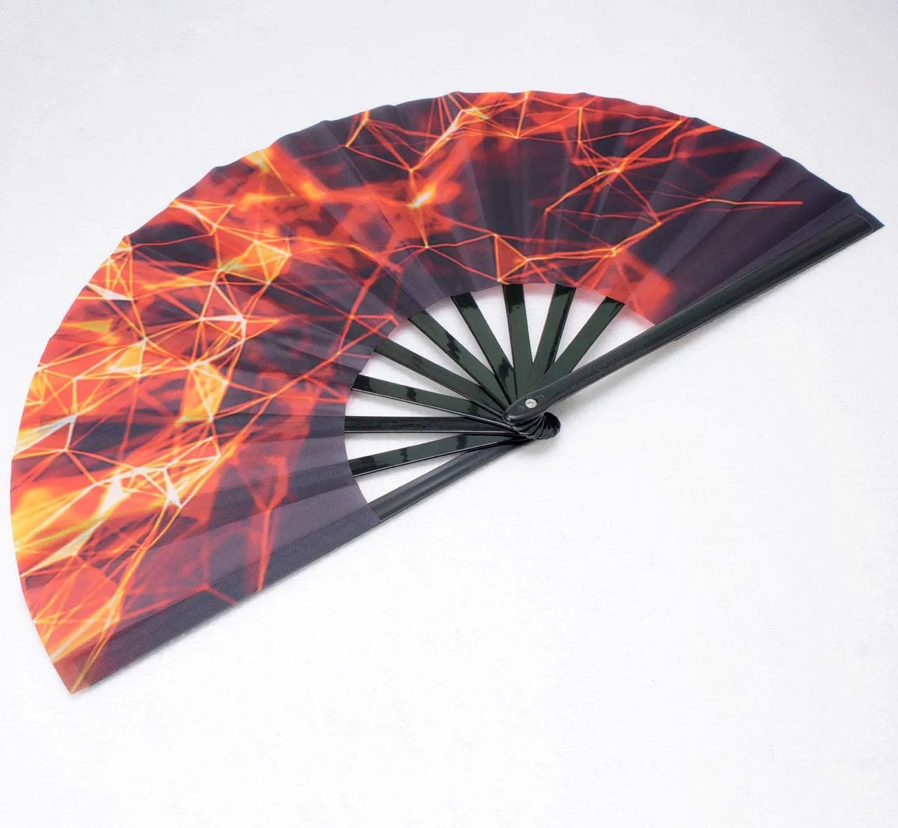 Folding Fan Chinese Hand Fans Rave Decorative Folding Fans Nylon-Cloth Fan Dance Fan for Women/Men (Glow Lines)