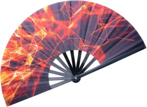 Folding Fan Chinese Hand Fans Rave Decorative Folding Fans Nylon-Cloth Fan Dance Fan for Women/Men (Glow Lines) Octopus-shaped decorative fan