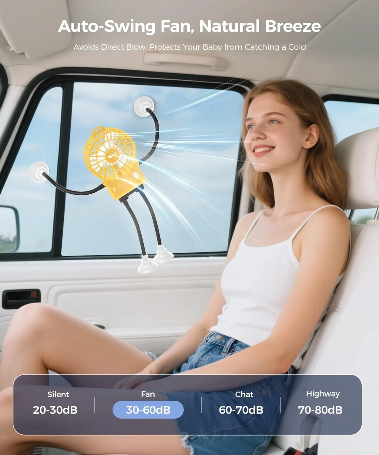 Freestyle Small Robot Fan, Fun Desk Fan with Suckers, Rechargeable Portable Fan and Phone Stand 2 in 1 for Office, Travel and Cars