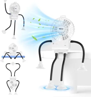Freestyle Small Robot Fan, Fun Desk Fan with Suckers, Rechargeable Portable Fan and Phone Stand 2 in 1 for Office, Travel and Cars USB desktop fan for workspace