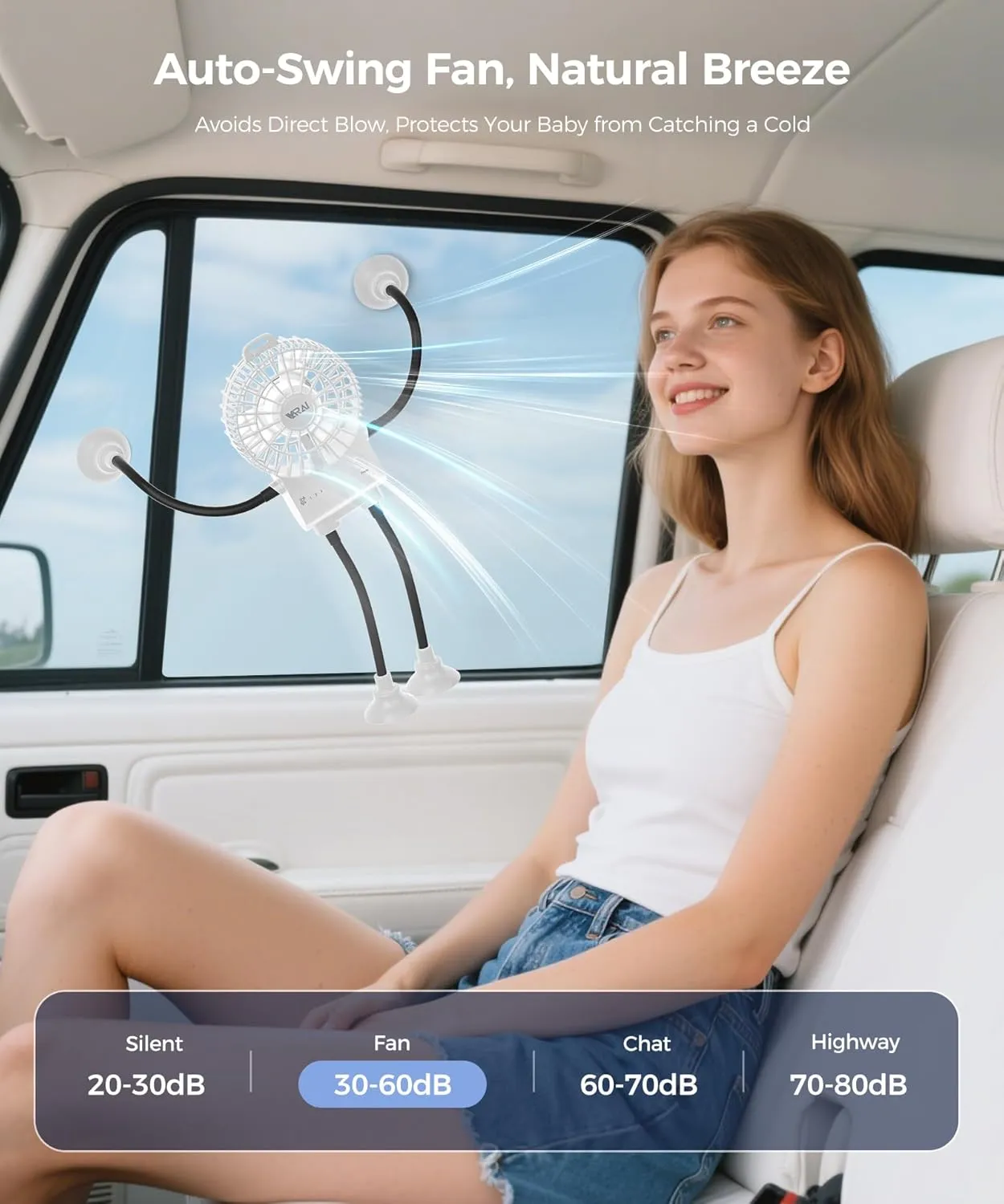 Freestyle Small Robot Fan, Fun Desk Fan with Suckers, Rechargeable Portable Fan and Phone Stand 2 in 1 for Office, Travel and Cars