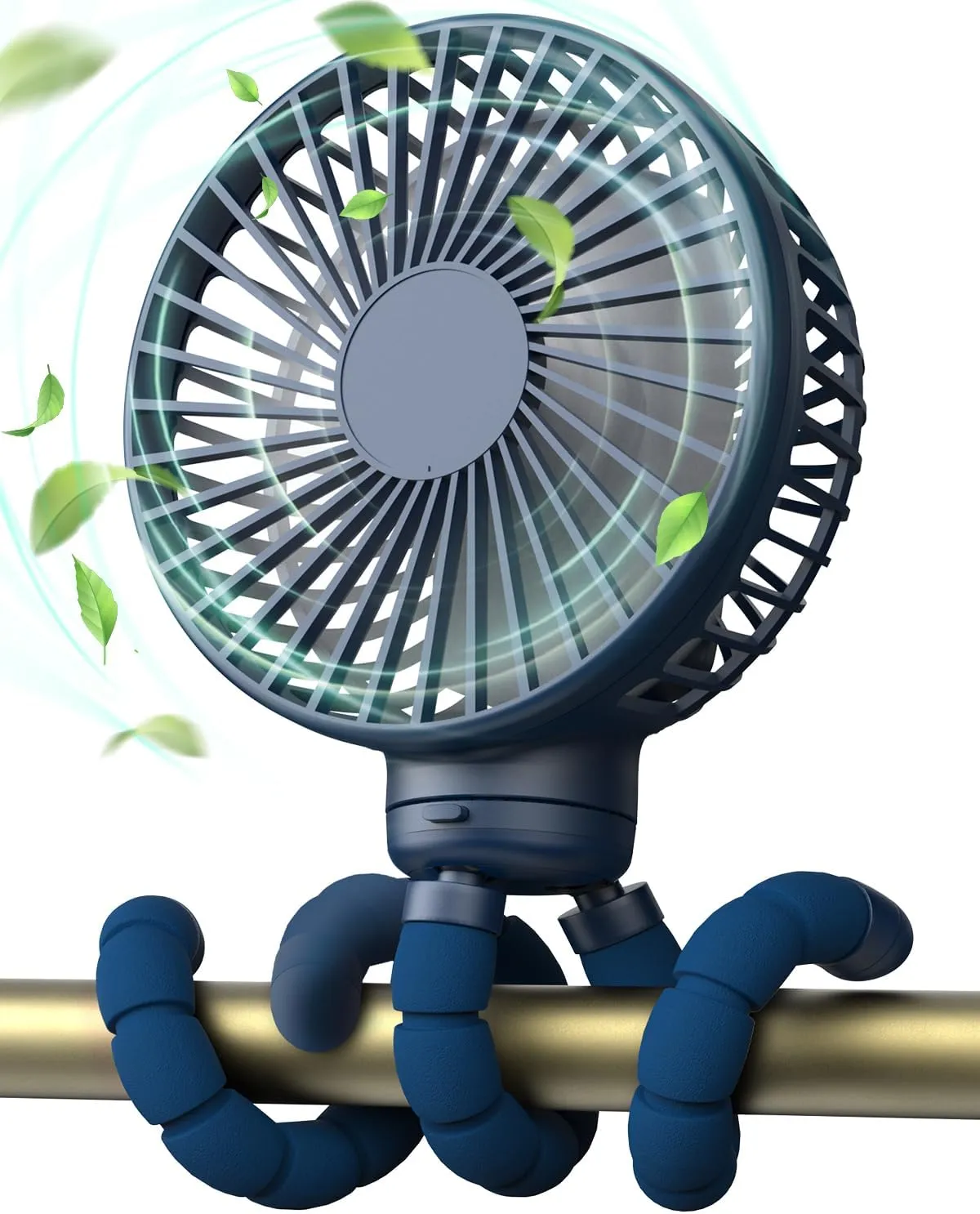 FRIZCOL Stroller Fan for Baby - Portable Fans Rechargeable - Battery Operated Fan(Use for 24Hrs) - Fan for Handheld/Clip On/Car Seat/Desk/Camping (Dark Blue) Battery-powered portable fan