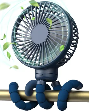 FRIZCOL Stroller Fan for Baby - Portable Fans Rechargeable - Battery Operated Fan(Use for 24Hrs) - Fan for Handheld/Clip On/Car Seat/Desk/Camping (Dark Blue) Battery-powered portable fan